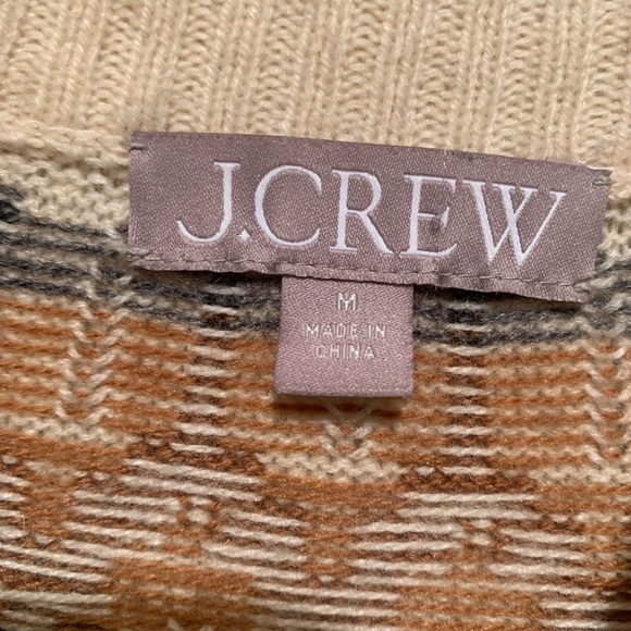J.Crew Cream Fair Isle Mockneck Pullover Lambs Wool Cozy Sweater - Picture 4 of 10